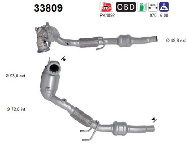Katalysator AS 33809 FüR VW Polo 6 AW1 BZ1 AE1 TSI Seat Ibiza 5 KJ1 KJG Arona-image