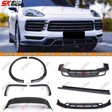Carbon Fiber Front Rear Lip Side Skirts Spoiler Kit For Porsche Cayenne 2019-23 Carbon Fiber Front Rear Lip Side Skirts Spoiler Kit For Porsche Cayenne 2019-23