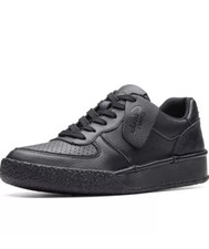 Image of Clarks Ladies Craft Cup Court Black Leather trainers UK Size 7 D EU 41