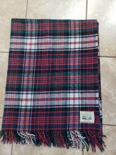 Holm-Weave Scotland Wool Heavy Throw Blanket 52x64" Fringe Red Green Plaid