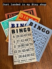 Vintage Bingo Cards: Colorful Set of 6, Junk Journaling