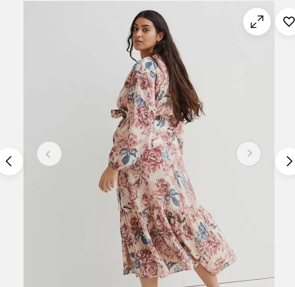 Vestido maxi feminino H&M romântico floral aquarela em camadas tamanho G convidado de casamento - Imagem 2 de 4