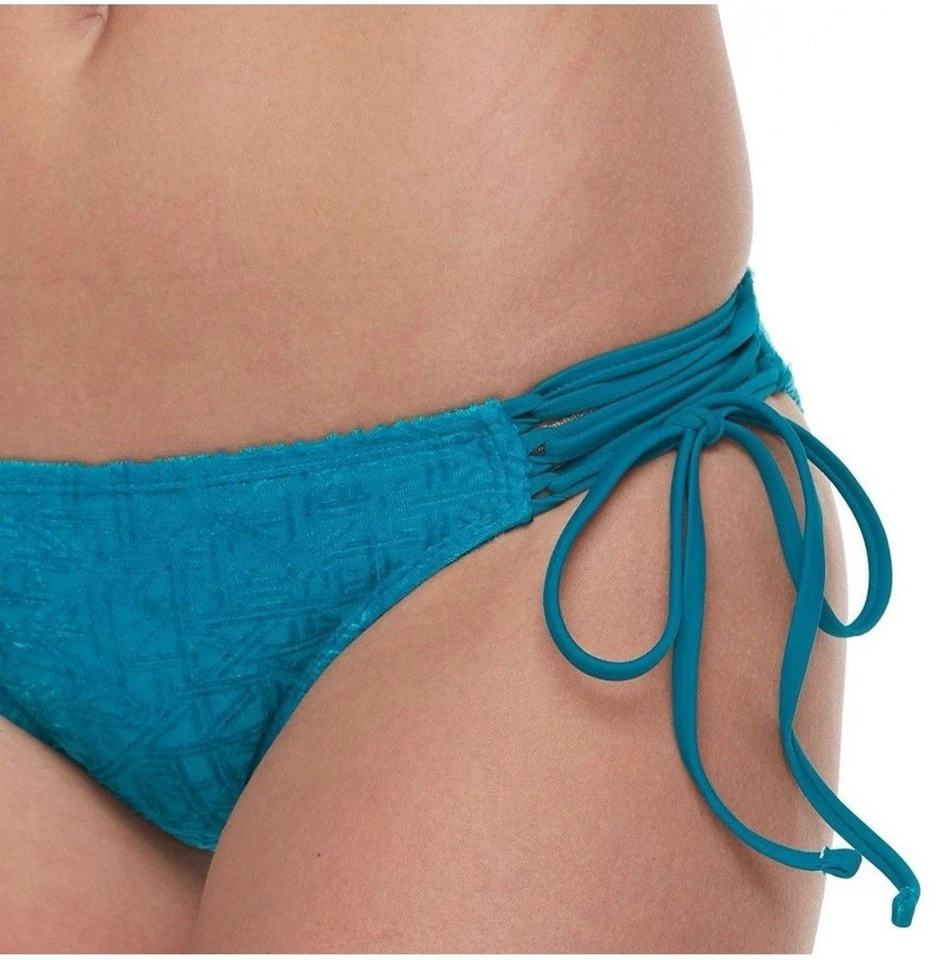 NUEVO CON ETIQUETAS SO Conjunto de Bikini Texturizado Terciopelo Verde Azulado 2 Piezas Push Up Cheeky Hipster Talla Pequeña Foto 3 de 4