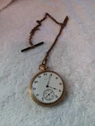 16 SIZE ELGIN  14K GOLD FILLED WORN OPEN FACE CASE Antique With Chain