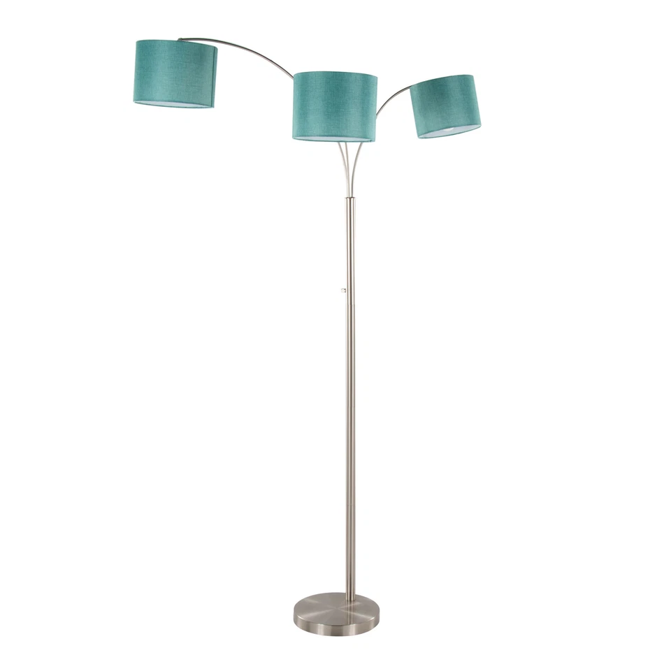 84" Metal Floor Lamp with Three Lights & Linen Shades - Image 4 of 4