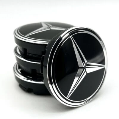 für 4x 56mm Mercedes Benz Nabenkappen Felgendeckel Emblem Radnabendeckel Schwarz - Bild 1 von 4
