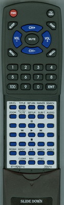 Replacement Remote for ZENITH DVB216, DVB313, DVB313C, 6711R2N071A
