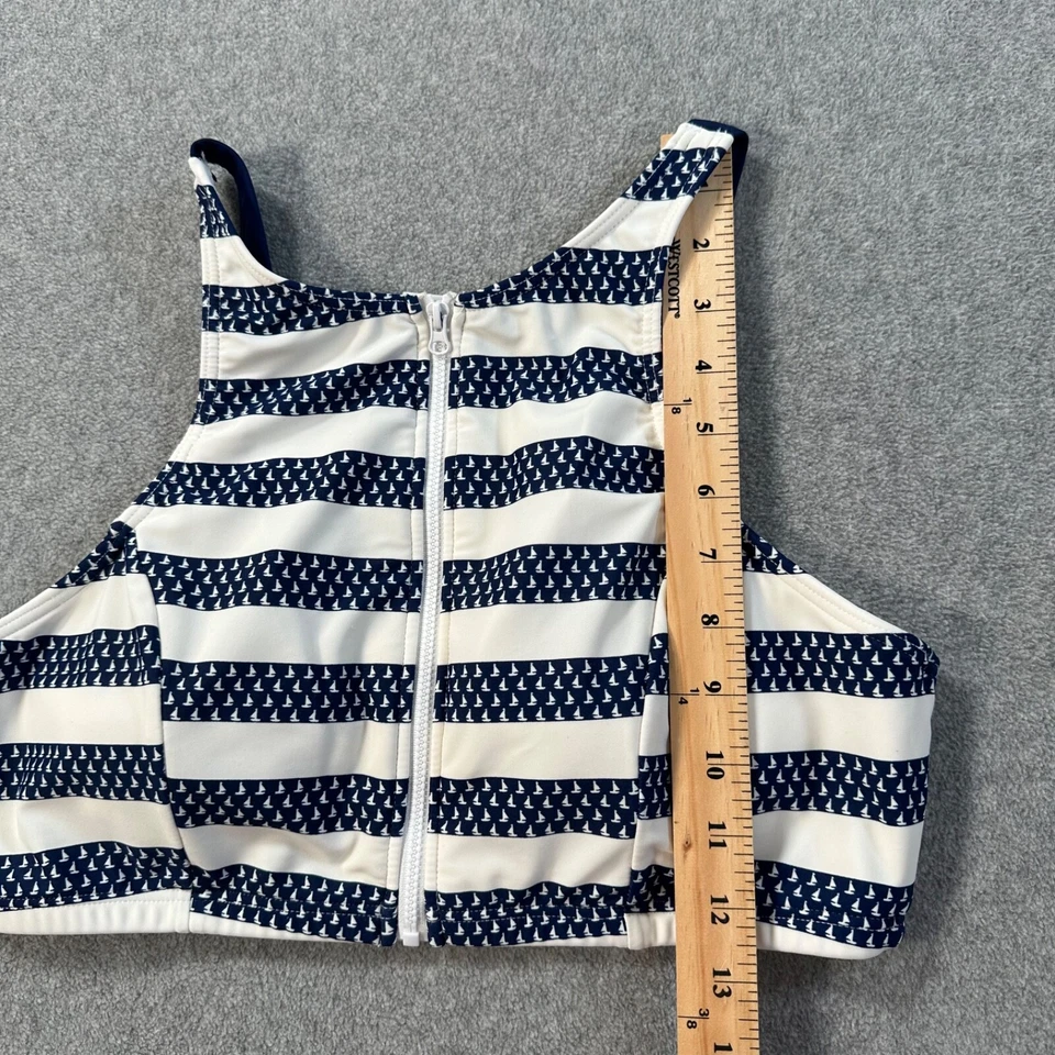 Traje de baño bikini Venus cuello alto cremallera frontal talla 14 azul marino/blanco velero a rayas Foto 3 de 4