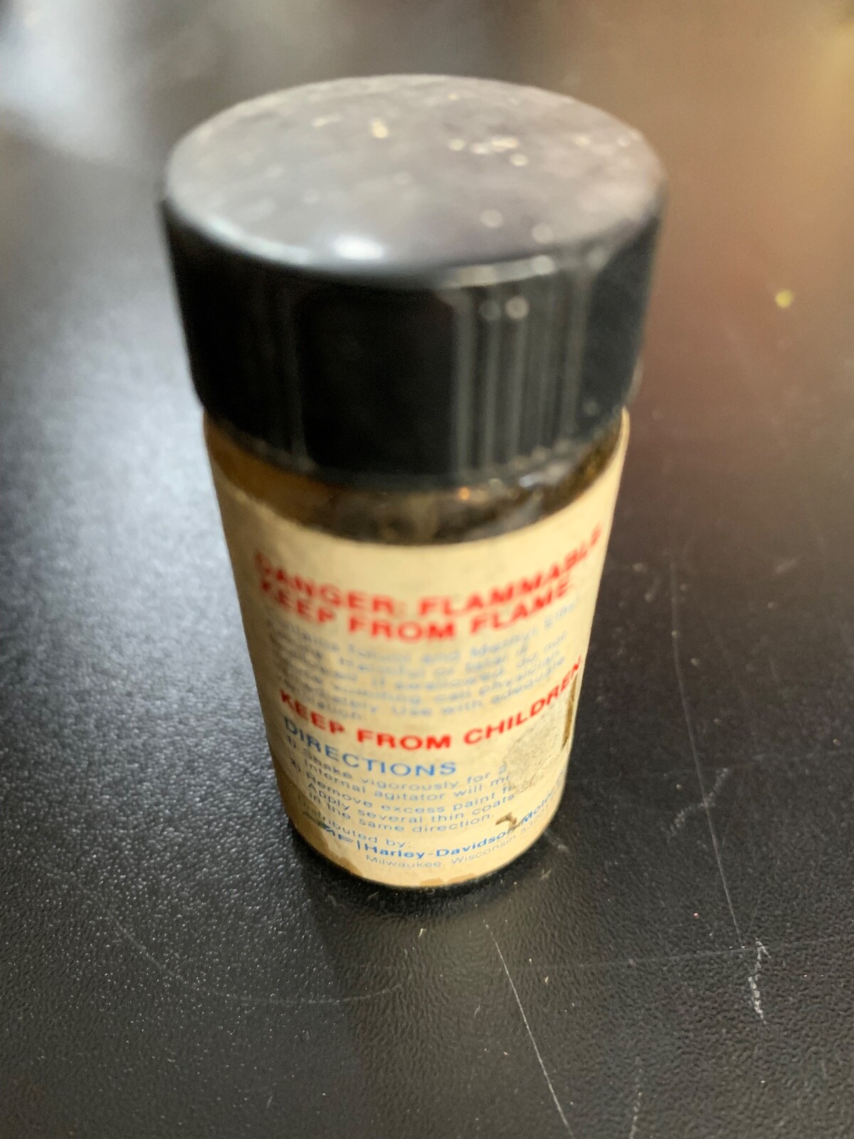 Vintage Harley Davidson Touch Up Paint Bottle 1/2 Oz black HD AMF