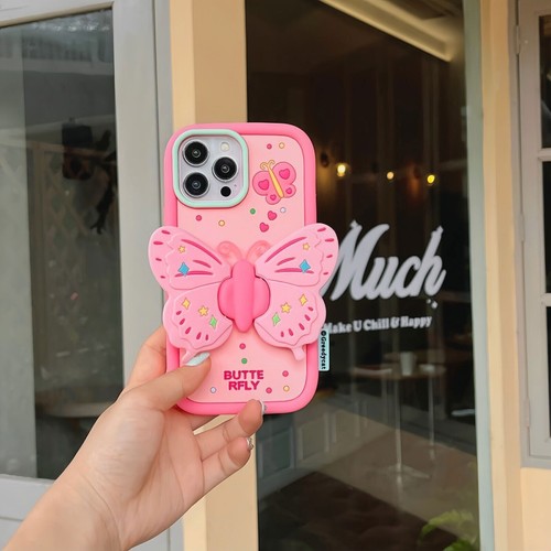 Luxury 3D Butterfly Stand Silicone Cover Case For 16 15 14 13 12 11 Pro Max XR - Picture 8 of 18