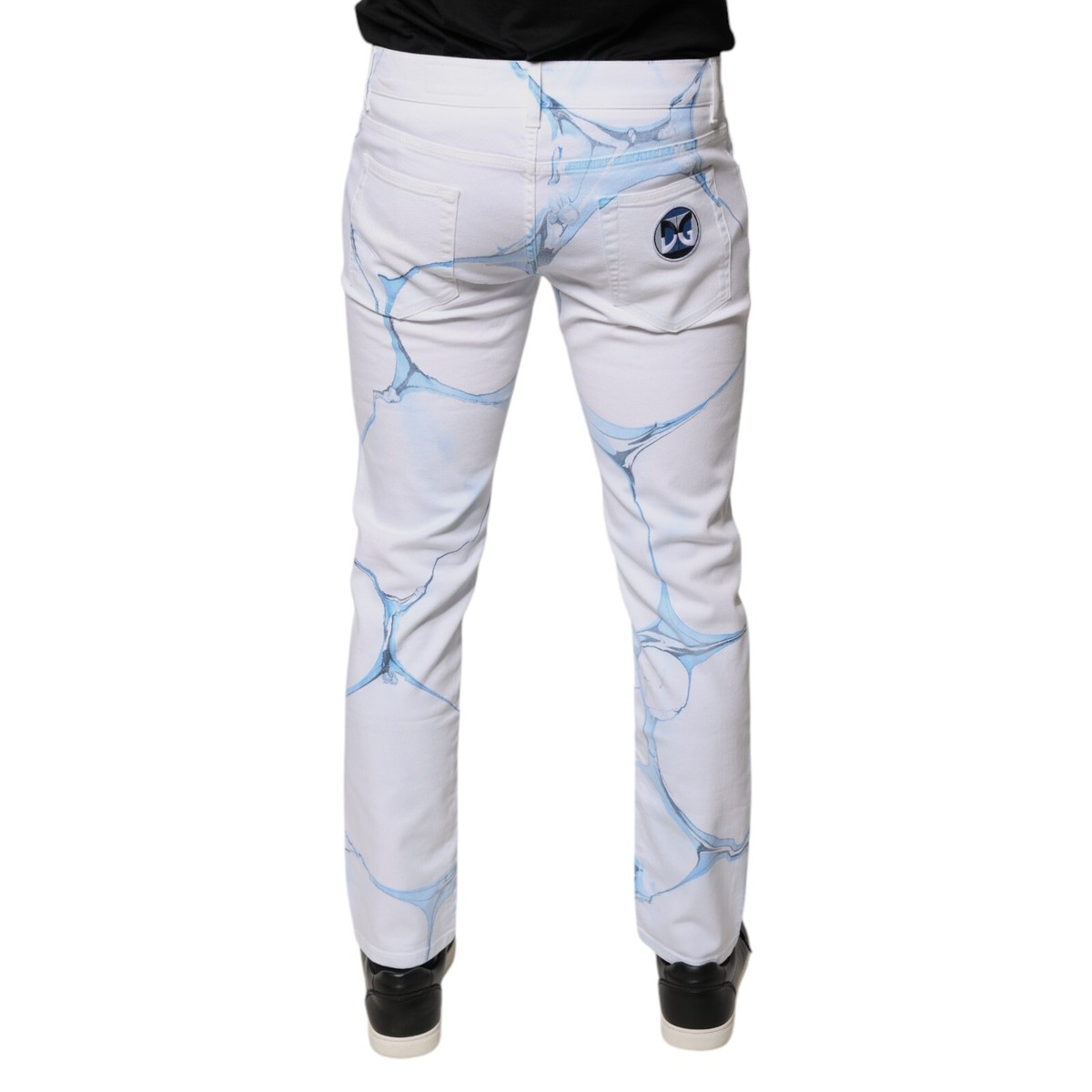 DOLCE & GABBANA Jeans White Blue Cotton Stretch Skinny Denim IT50
