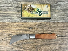 Large 4" Hawkbill Pruning Folding Lockback Knife - Wood Handles - Fast Shipping