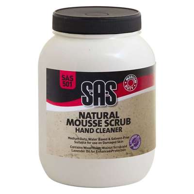 6 x SAS Medium Duty Natural Mousse Scrub Handreiniger - 3 Liter Wannen - SAS501