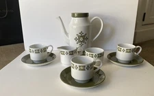 Midwinter Stylecraft Coffee 9 Set “Lynton" John Russell Teapot Retro FUNKY Green