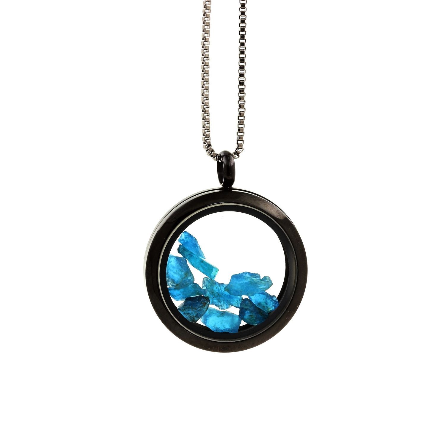 Collier apatite bleu néon brut médaillon 30 mm pour sublimer vos tenues
