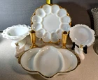 Vintage Milk Glass Lot Deviled Egg Platter, Avon Cologne Swan & More #3619L255