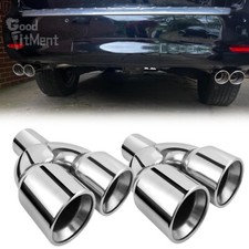 9.7" Quad Exhaust Tip 2.5" In 3.5" Outlet Dual Pipe Tail For INFINITI QX80 14-24