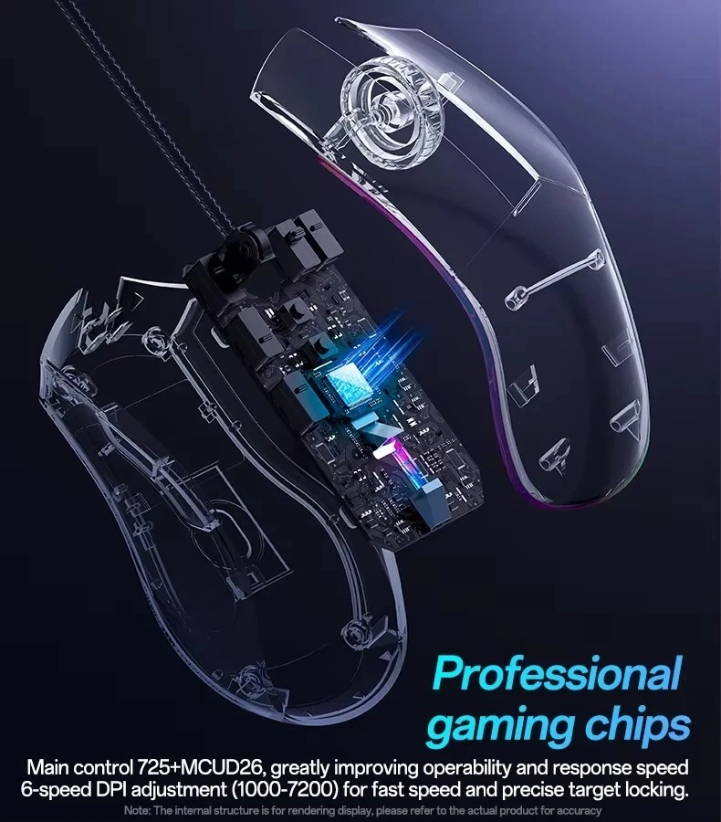 RGB Gaming Mouse Wired 7200 DPI 6 Programmable Buttons Optical Sensor PC Laptop - Image 3 of 4