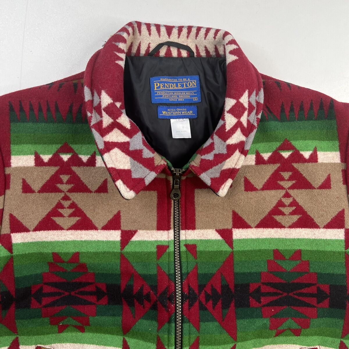 Vintage Pendleton Made In USA Wool Jacket Aztec Pattern Sz Vintage Pendleton Made In USA Wool Jacket Aztec Pattern Sz