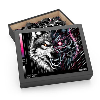 Puzzle 500-Piece Cynical Cyber Wolf Noir Art Y2K Aesthetic NEW