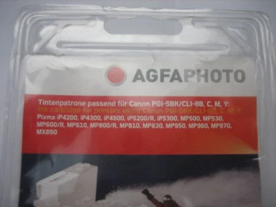 Agfa Photo 5-SET PGI-5bk + 8 C +8Y + 8 MBk pour Canon Pixma ip4300 ip5300 - Photo 1/4