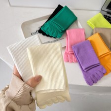 2 Pairs Women Five Finger Toe Socks Breathable Comfort Sports Crew Socks Casual