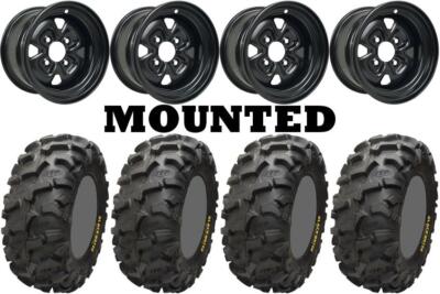 Kit 4 ITP Blackwater Evolution Tires 27x9-12/27x11-12 on Moose 120X Black POL