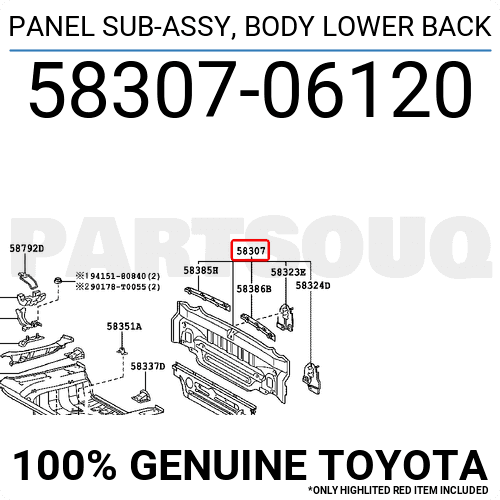 パー 5830733180 Genuine Toyota PANEL SUB-ASSY, BODY 58307-33180