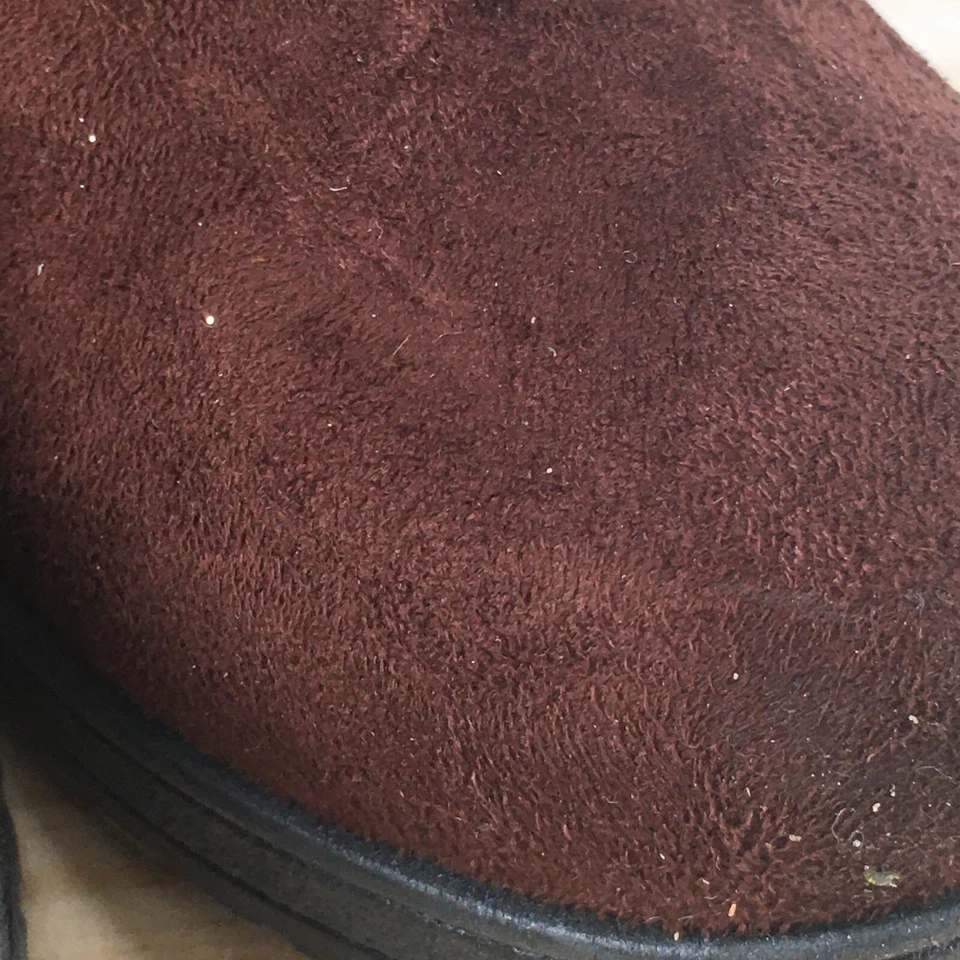 Forever Botas Mujer 8.5 Chelsea Marrón Imitación Gamuza Cremallera Lateral Tobillo Top Tacones Bloque Foto 4 de 4