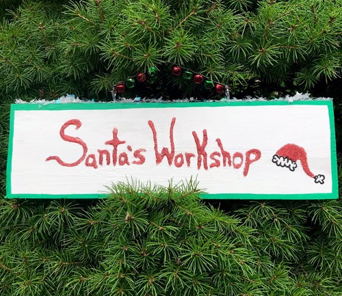 Handarbeit Weihnachtswerkstatt Weihnachten hängend Holz Schild Dekoration Ornament - Bild 3 von 5