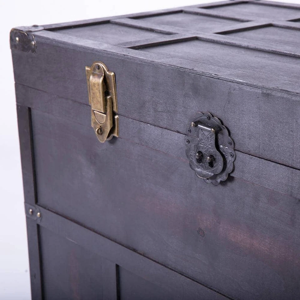 Большой деревенский сундук для хранения в старом кедровом стиле деревянные ручки для переноски - Изображение 4 из 4