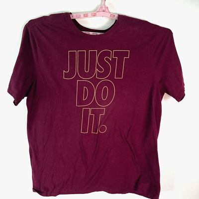 Nike Shirt Adult 2 XL XXL Maroon Red Swoosh Just Do It Cotton  