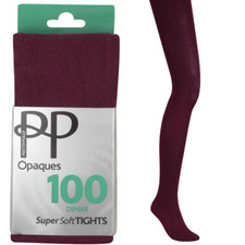 Pretty Polly 100 Denier Tights - Red Wine - S...