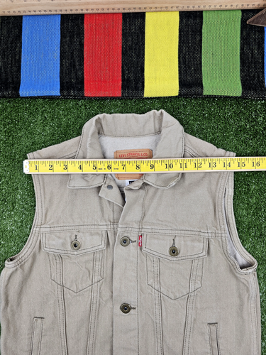 Levis boys sleeveless trucker vest jacket denim classic size L 12-13 beige - Picture 7 of 9