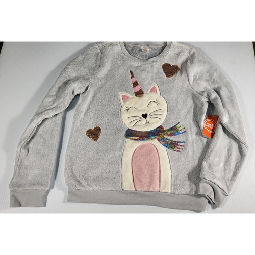 Wonder Nation Plush Pullover Unicorn Cat Hearts Cozy Top Girls XL 14/16 - Picture 2 of 6