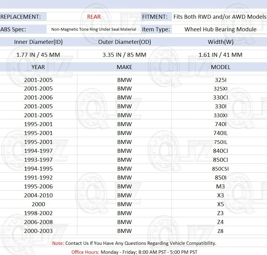 [REAR(Qty.2pcs)] Wheel Bearing Module for 1995-2001 BMW 750iL Sedan 5.4L - Image 2 of 4