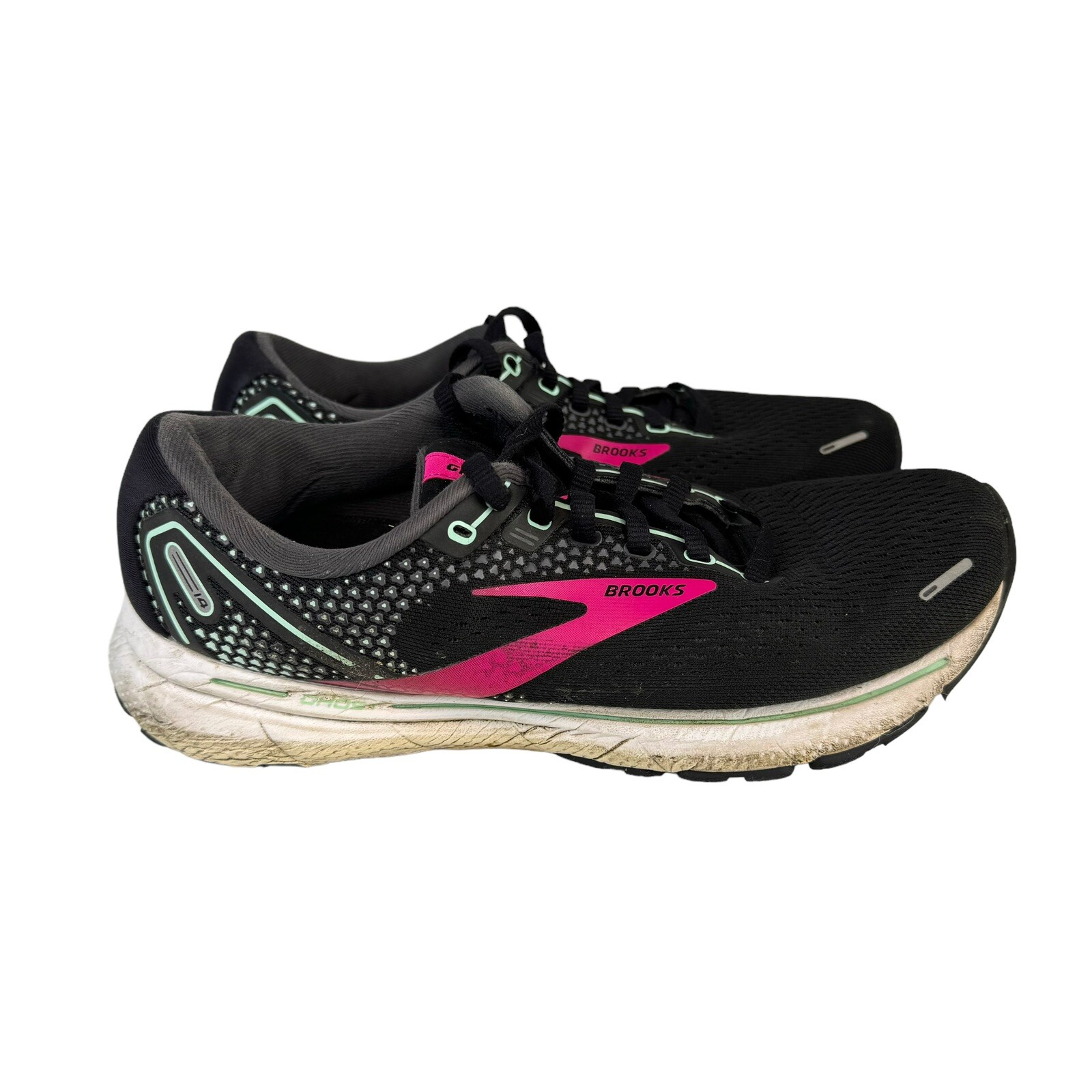 Brooks Ghost 14 Womens 7 Wide Shoes Black Pink Runnin… Gem