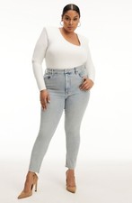 NWT Good American Womens Good Legs Crop Jeans Size 22 Sculpting Blue 669 Raw Hem