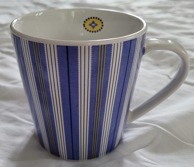 2007 Trish Richman Blue Stripe Unused Coffee Mug Tea Cup 14oz