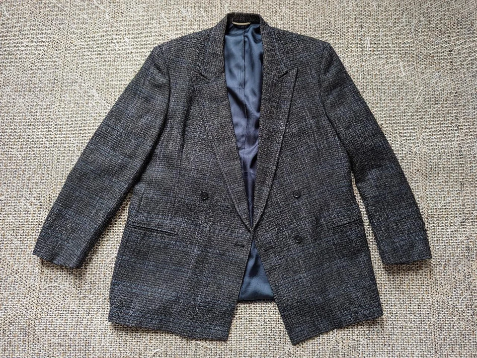 Blazer vintage hecho en EE. UU. CHRISTIAN DIOR doble botonadura 42R mezcla de seda Foto 2 de 4