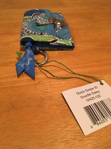 New VERA BRADLEY Quick Swipe ID Case Wallet Key Ring 12425-122 Doodle Daisy B7 - Picture 6 of 7