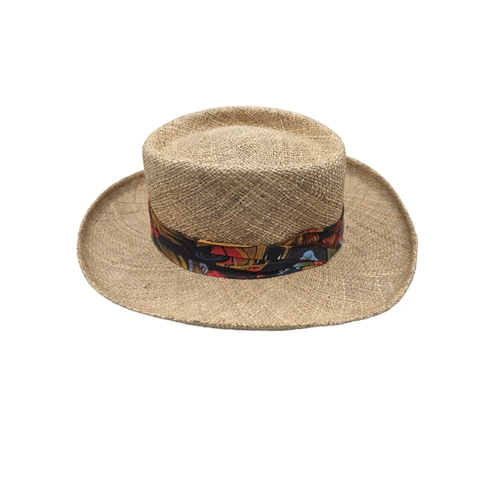 Sombrero Country Gentleman Tejido de Paja Panamá Ala Ancha Tostado Natural con Banda Talla M Foto 3 de 4