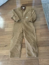 Carhartt Quilt Lined Coveralls Mens 48 Shirt Traditional Duck Brown RN14806