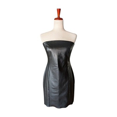 NWT WOLFORD Black Vegan Leather Jo Mini Tube Dress Size EU40/US10