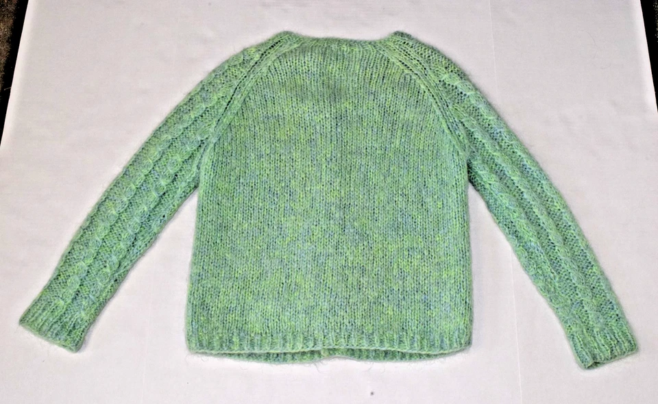 Vintage Cardigan Sweater Imported Sz S 60s Sea Green Blue Mohair Wool Made Italy - Image 2 of 4