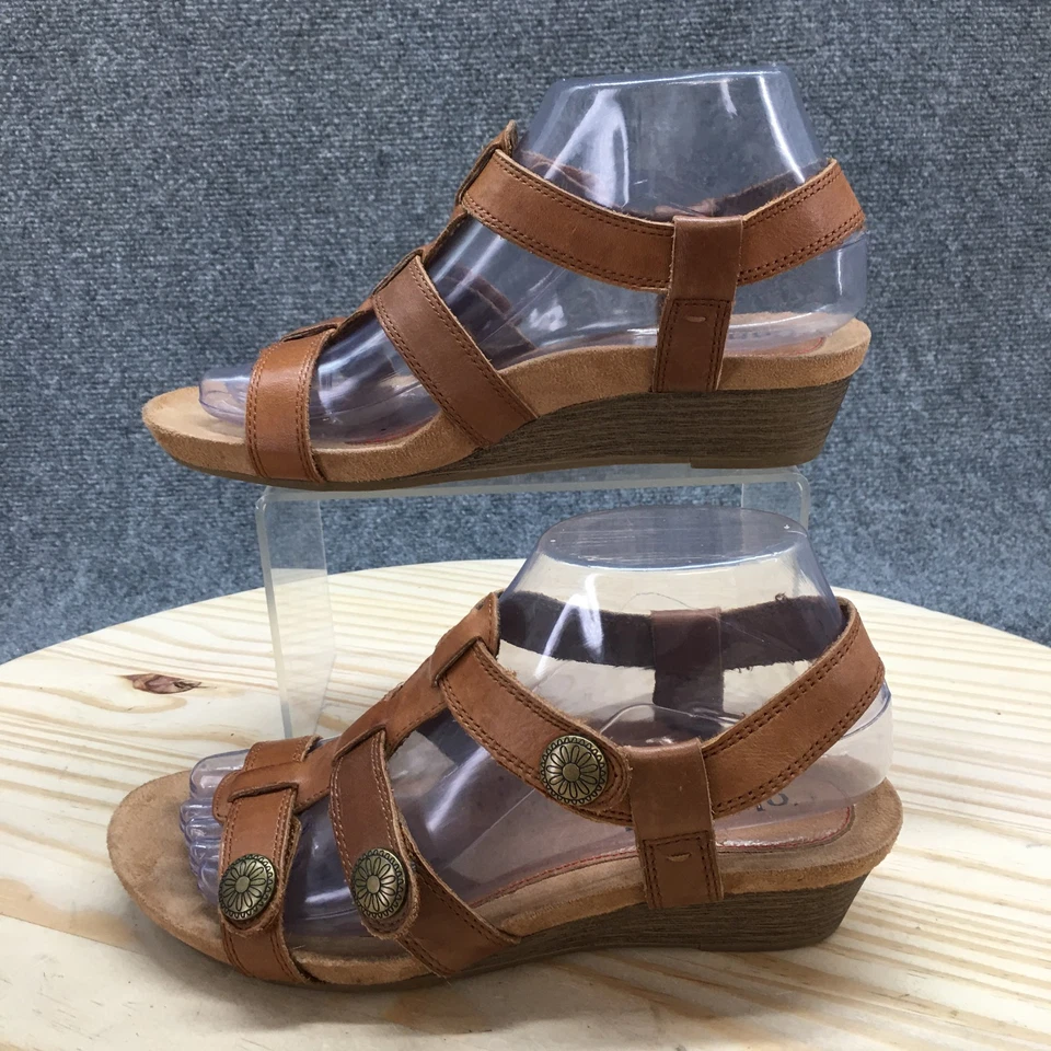 Босоножки Cobb Hill женские 7 M с ремешком коричневые кожаные без шнуровки с открытым носком на танкетке каблуке - Изображение 2 из 4