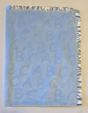 Nursery Rhyme Blue Baby Blanket ABC Alphabet Embossed Satin Trim