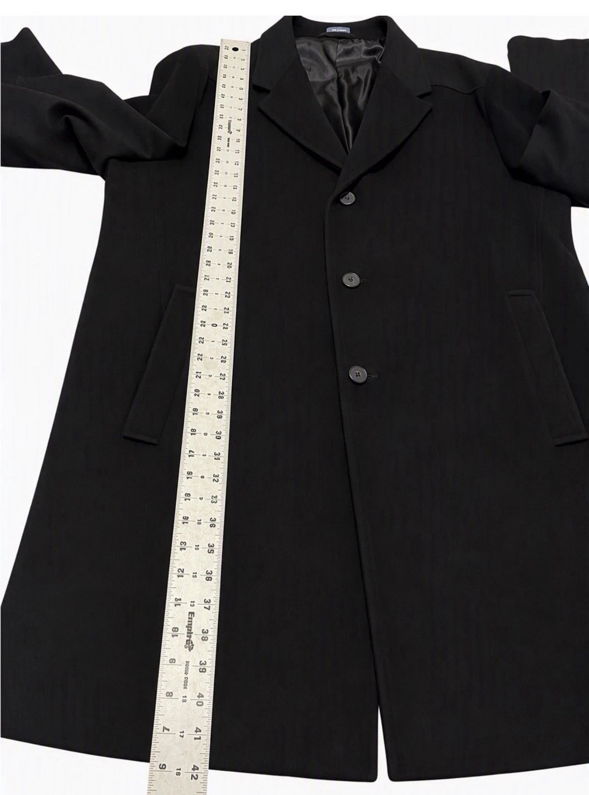 Men's Stafford Signature 52R Classic Fit Black Wool Blend Overcoat 3 Button - product detail image 7
