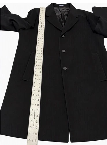 Men's Stafford Signature 52R Classic Fit Black Wool Blend Overcoat 3 Button image 7