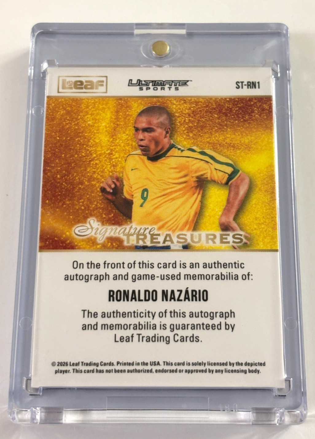 Ronaldo Nazario 2026 Leaf Ultimate Triple Jersey AUTO Autograph Card /8 view 2